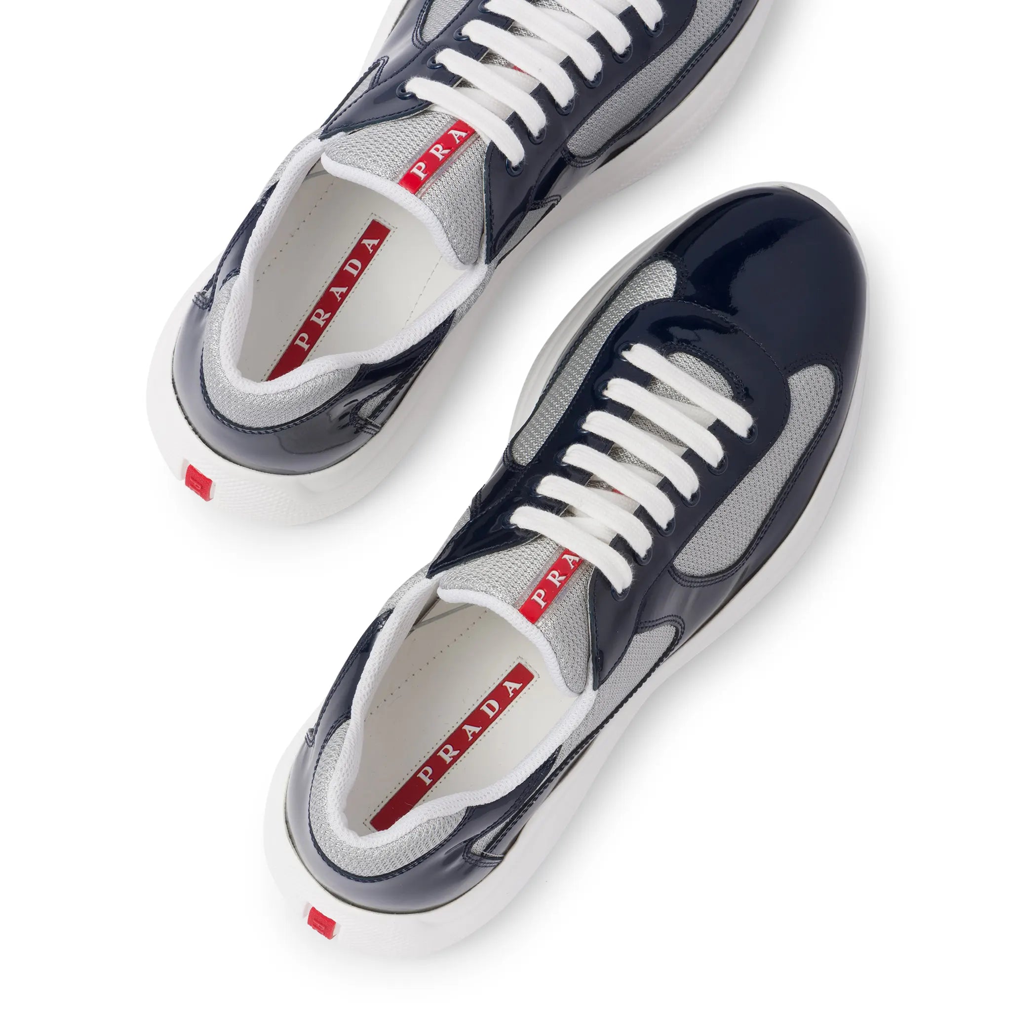 Top view of Prada Americas Cup Royal Blue Silver Sneaker 4E3400_ASZ_F0FJT